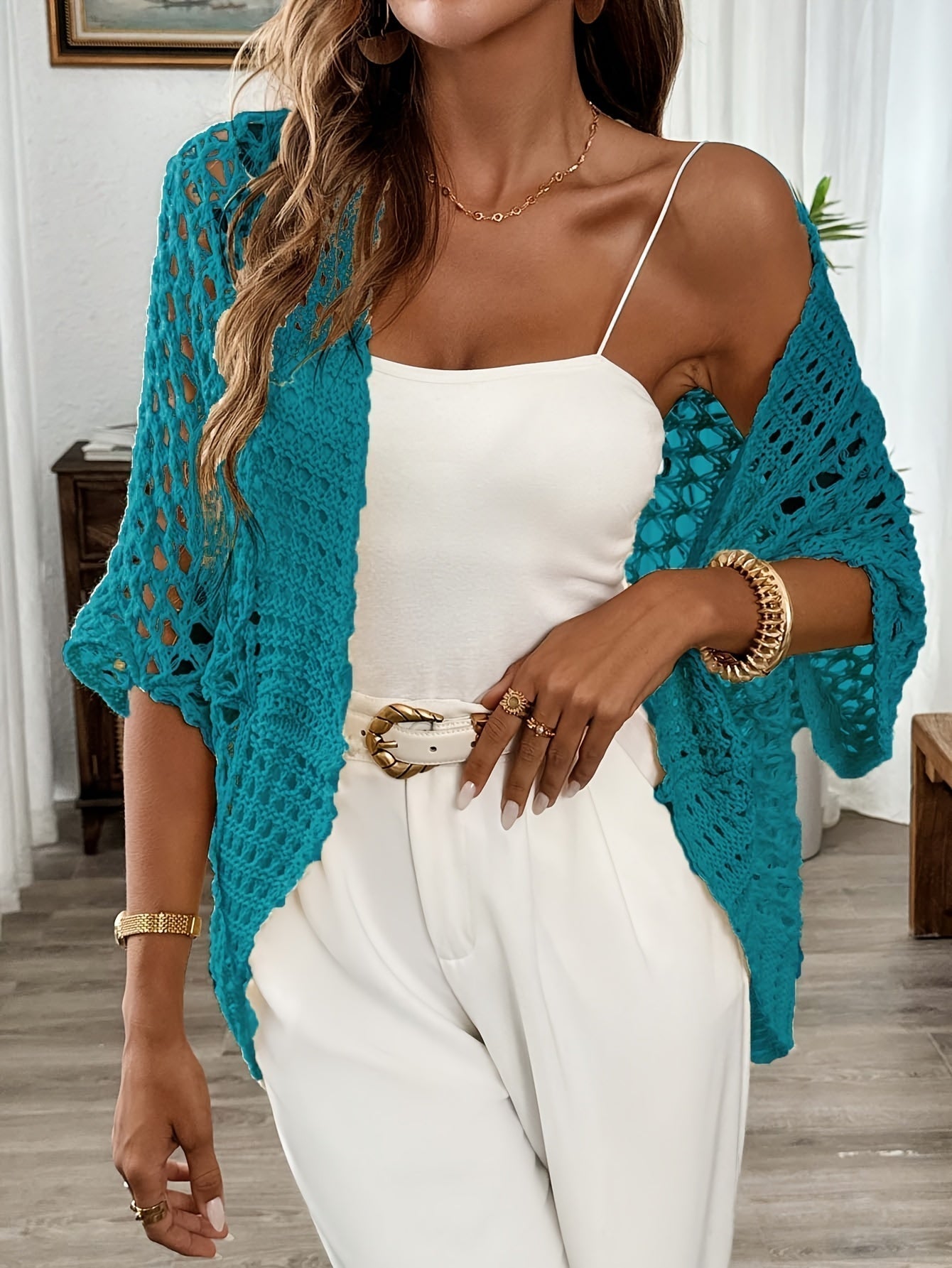 Ginny – Open Knit Drape Cardigan