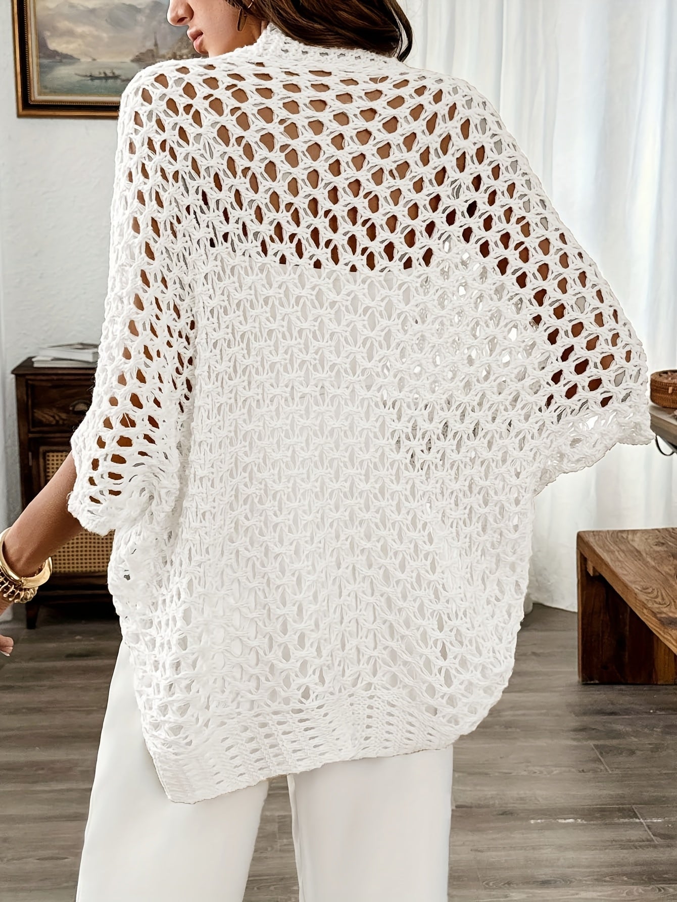 Ginny – Open Knit Drape Cardigan