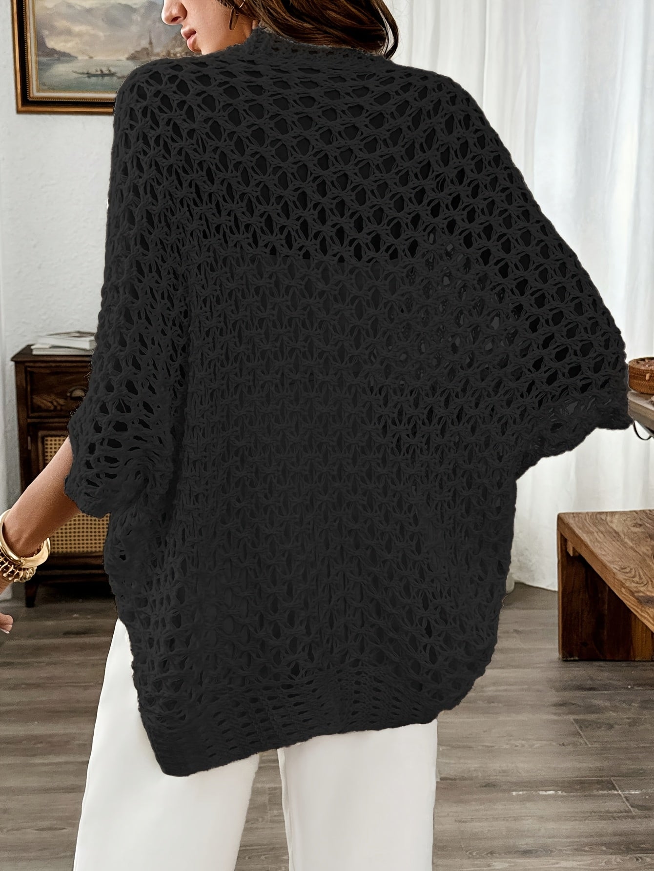 Ginny – Open Knit Drape Cardigan