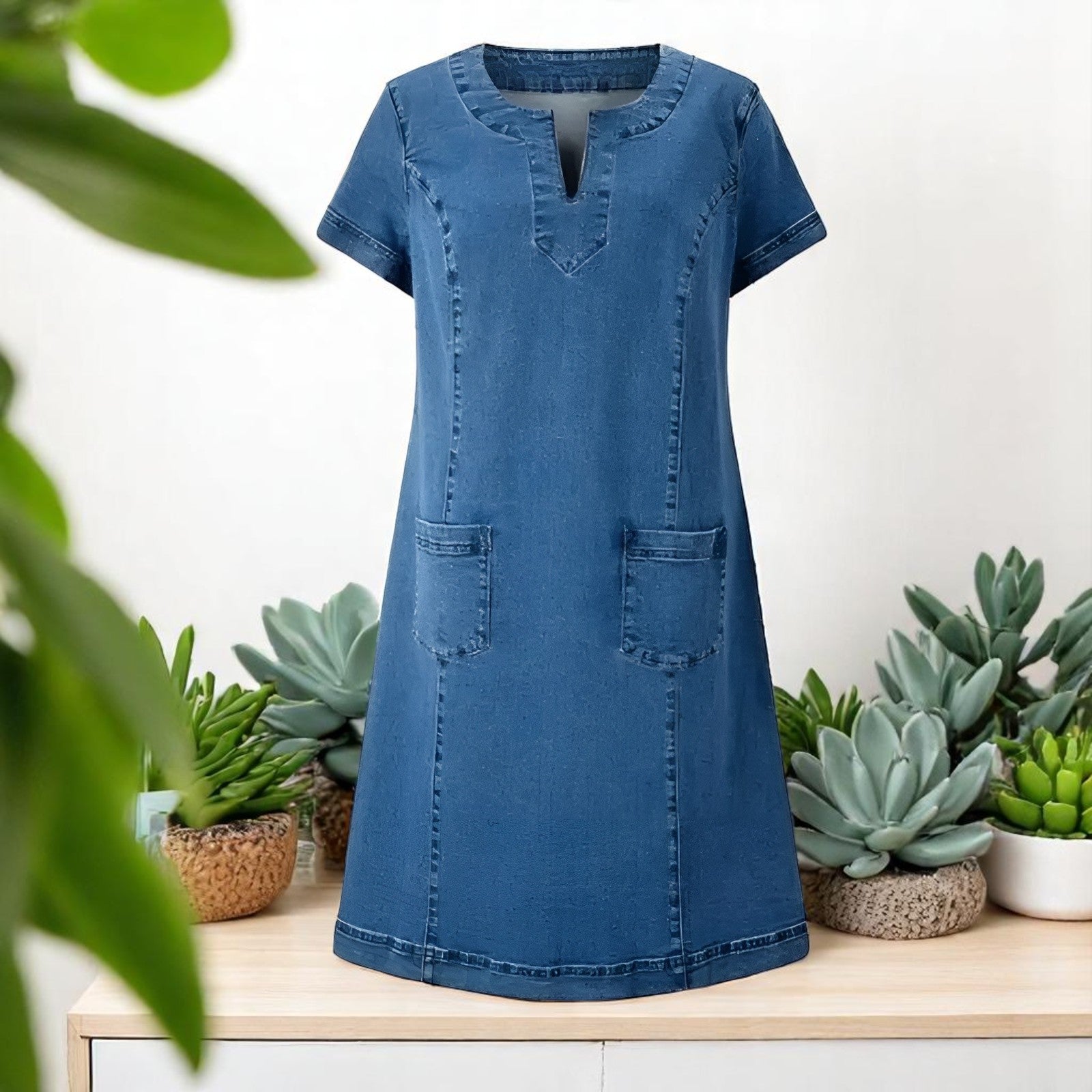 Amber™ | Soft denim dress with pockets